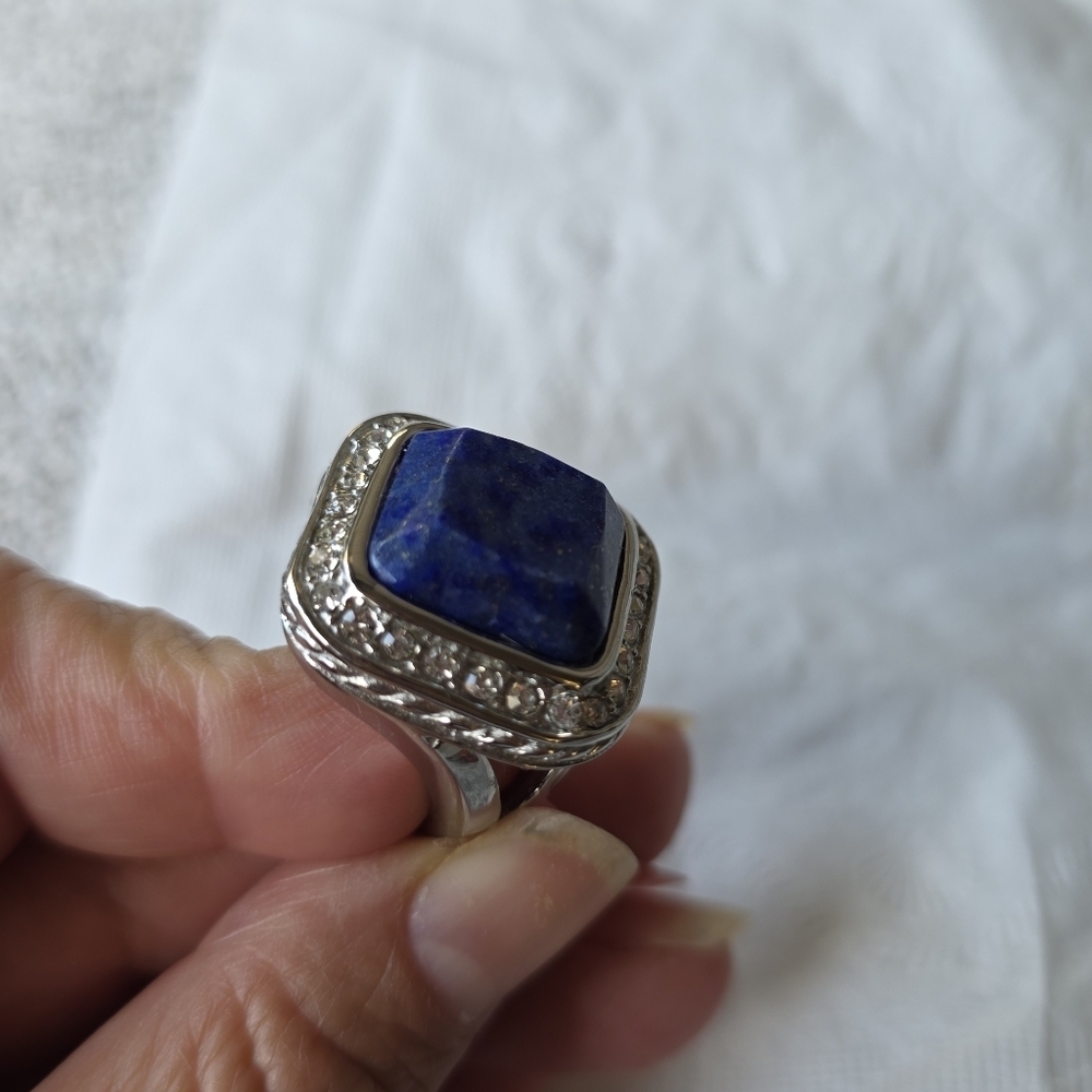 Lapis Lazuli Stainless Steel Ring Size 7 - Picture 7 of 9